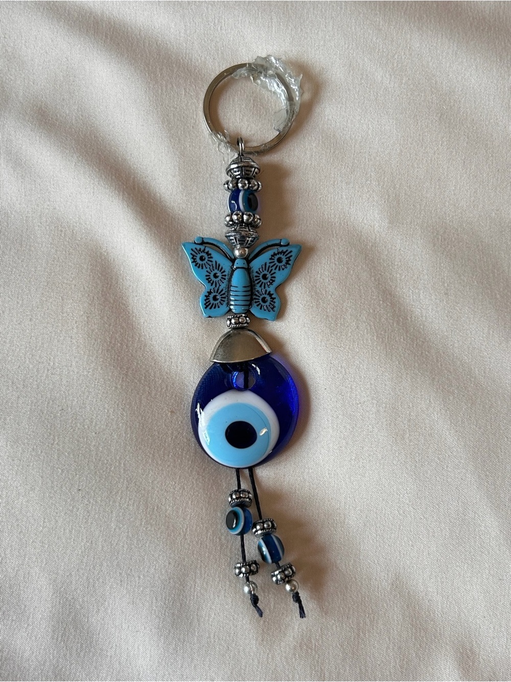 Greece Blue Evil Eye & Butterfly Keychain